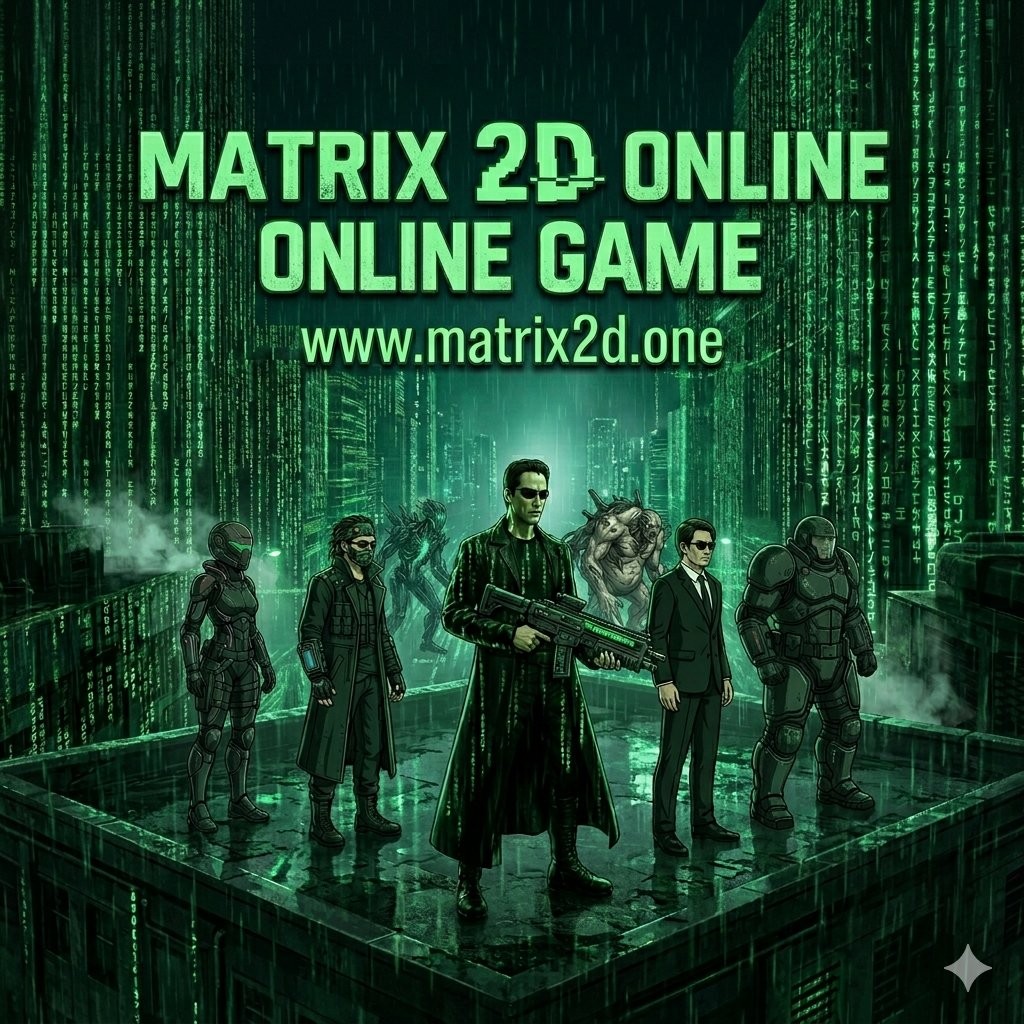 Matrix 2D Online — operatives vs Agents on a neon rooftop